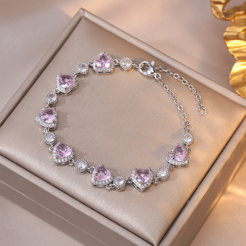 Heartbeats Series Love Words Niche Design Girlish Heart Crystal Bracelets
