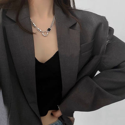 Irregular Zircon Couple Female Cold Style Niche Hip Hop Necklaces