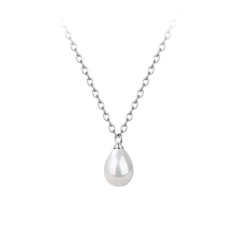 Sier Water Drop Shell Pearls French Retro Simple Necklaces