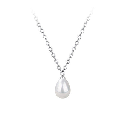 Sier Water Drop Shell Pearls French Retro Simple Necklaces
