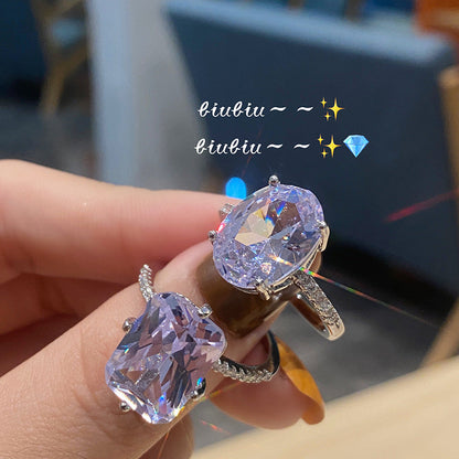 Women's Cold Wind Geometric Fine Light Inlaid Rings