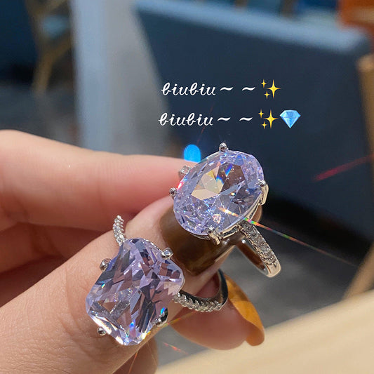 Women's Cold Wind Geometric Fine Light Inlaid Rings