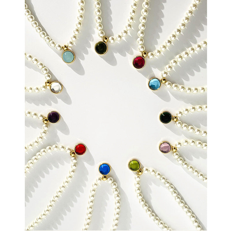 Women's Design Clavicle Chain Birthstone Lucky Stone Necklaces