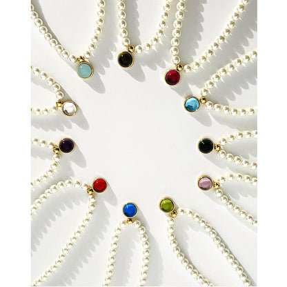 Women's Design Clavicle Chain Birthstone Lucky Stone Necklaces