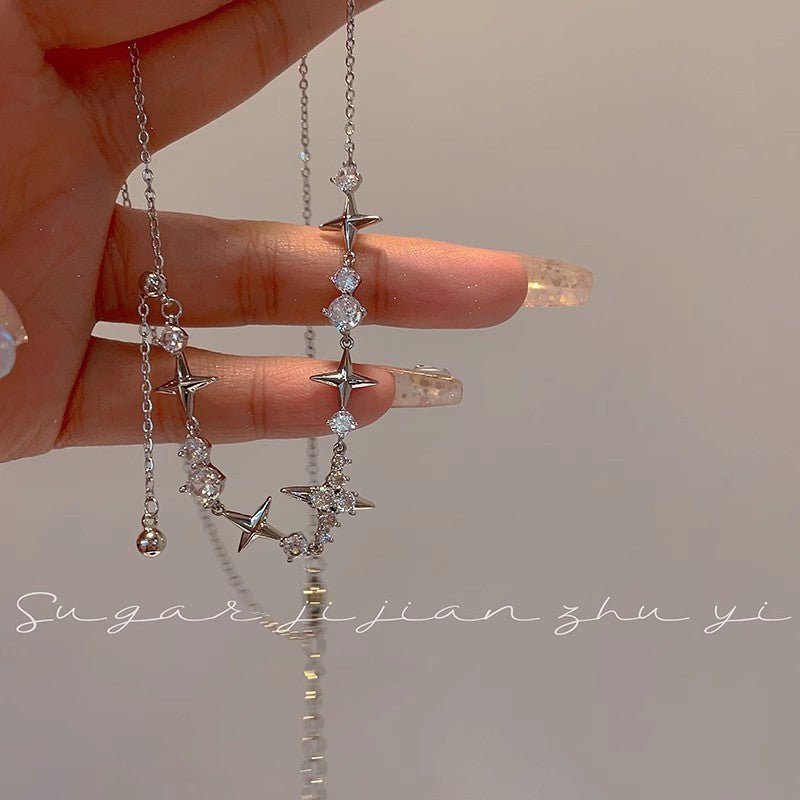 Cool Stars Zircon Female Style Niche Design Titanium Steel Necklaces