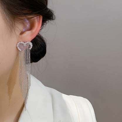 Women's Wild Korean Style Long Full Diamond Earrings