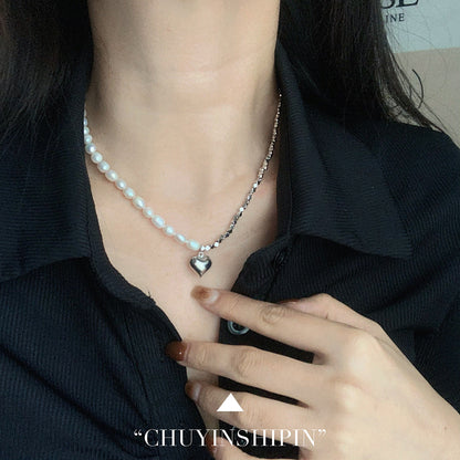 Women's Sier Freshwater Pearl Small Pieces Of Love Light Luxury Necklaces