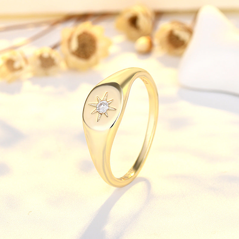 Gold Plated Six-pointed Star Sterling Sier Rings