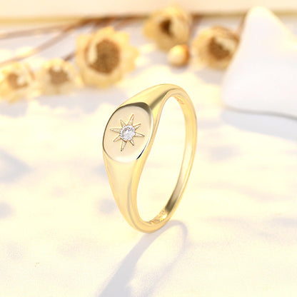 Gold Plated Six-pointed Star Sterling Sier Rings