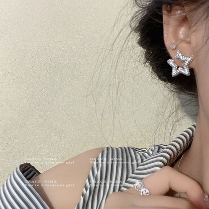 Rhinestone Star Ear Female Sense Light Earrings