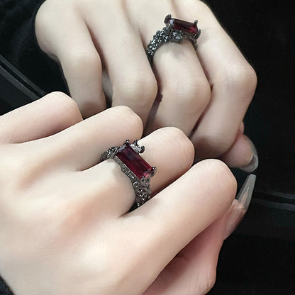 Female Dark Zircon Light Luxury Minority Design Rings