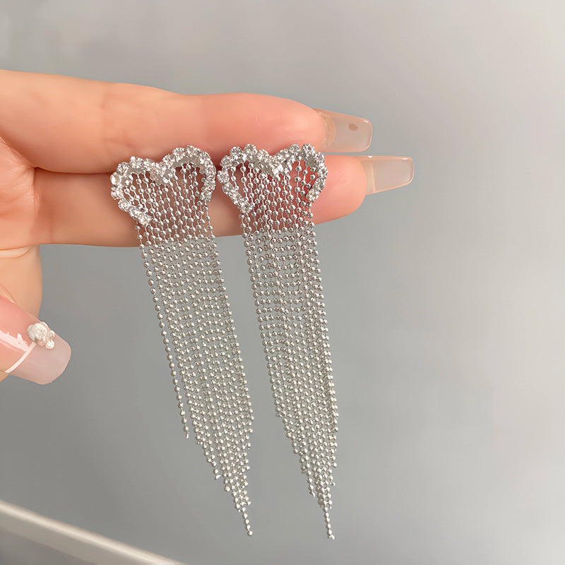 Women's Wild Korean Style Long Full Diamond Earrings