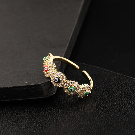 Women's Eye Colorful Oil Eyes Gold Plated Rings