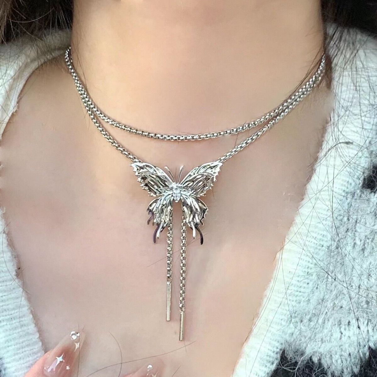 Women's Pull Butterfly For Trendy Light Luxury Minority Necklaces