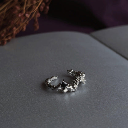 Irregular Cold Wind Black Zircon Opening Personalized Rings