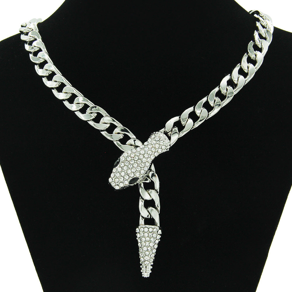 Short Full Diamond Snake Head Magnetic Necklaces