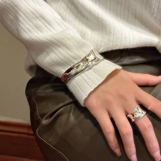 Korean Texture Curved Basic Style Simple Rings