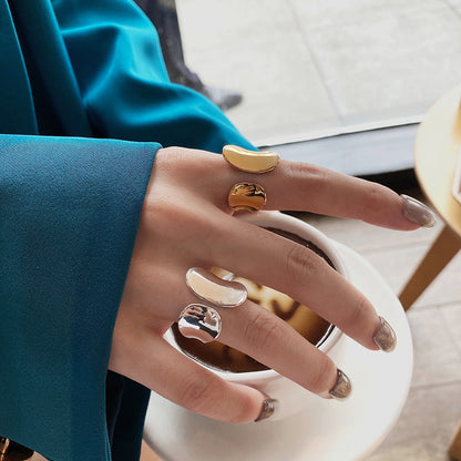Women's Wide Glossy Open Tail Finger Cold Rings