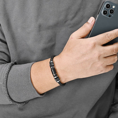 Black Rose Leather Rope Affordable Luxury Style Genuine Lucky Bracelets