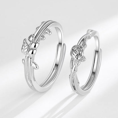 Rose Couple Female Male Niche Trendy Rings