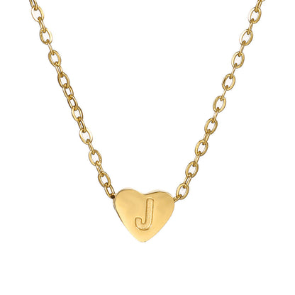 Gold Stainless Steel Heart-shaped Letter Female Titanium Necklaces