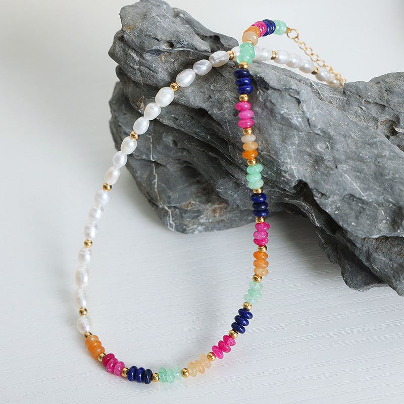 Women's High-grade Baroque Freshwater Colorful Pearl Natural Stone Necklaces
