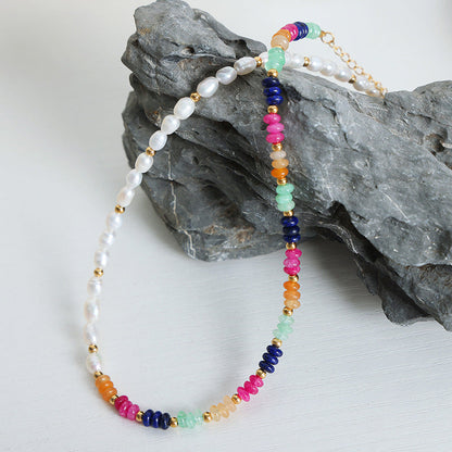 Women's High-grade Baroque Freshwater Colorful Pearl Natural Stone Necklaces