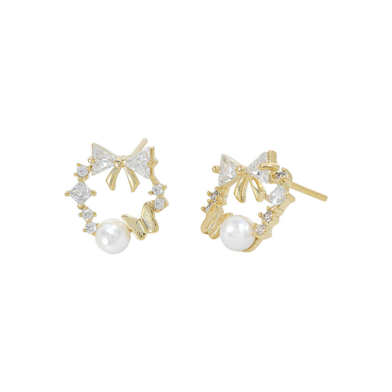 Zircon Temperament Female Sier Needle Niche Earrings