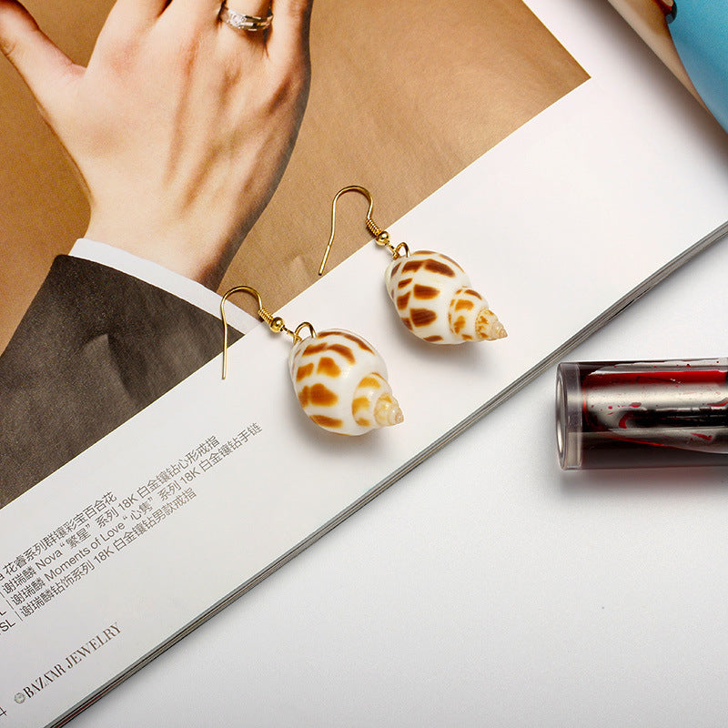 Creative Natural Shell Bohemian Conch Babylonia Earrings