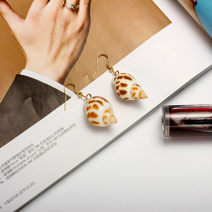 Creative Natural Shell Bohemian Conch Babylonia Earrings