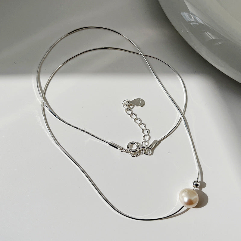 Women's Sier Pearl Ball Beads For Gentle Simple Graceful Niche Necklaces
