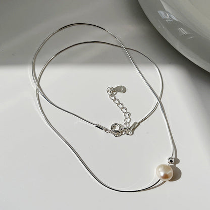Women's Sier Pearl Ball Beads For Gentle Simple Graceful Niche Necklaces