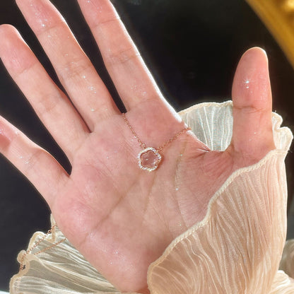 Fresh Sweet Girlish Style Sterling Sier Pink Crystal Necklaces