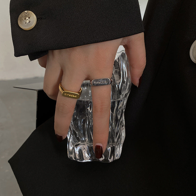 Vintage Thai Sier Letters Adjustable Opening Rings