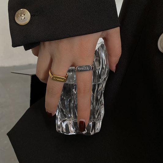 Vintage Thai Sier Letters Adjustable Opening Rings