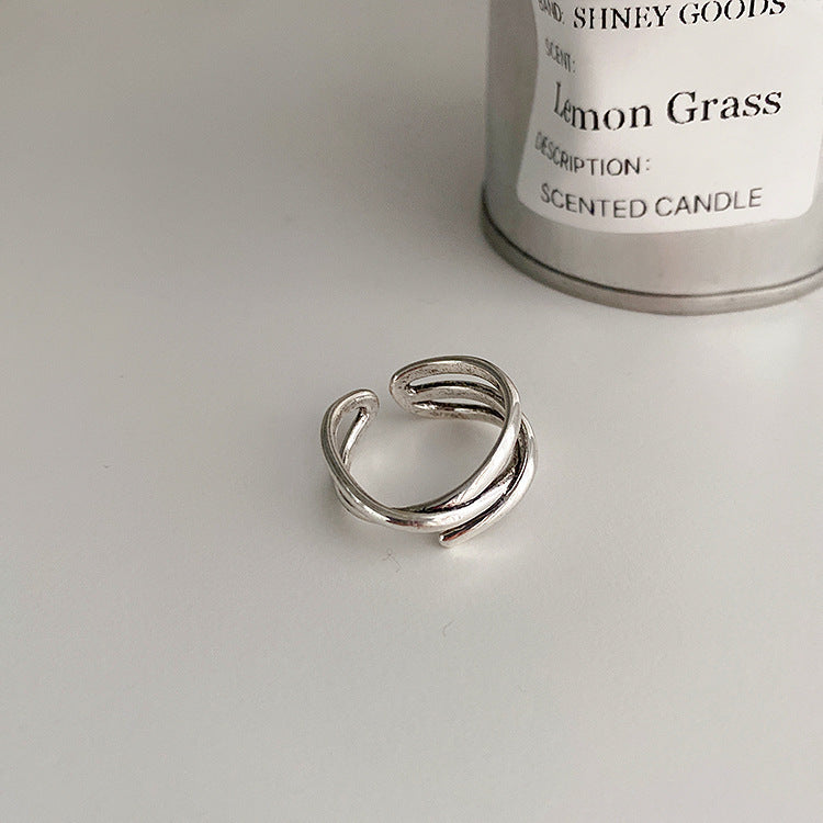 Women's Retro Distressed Geometric Open Trendy Niche Rings