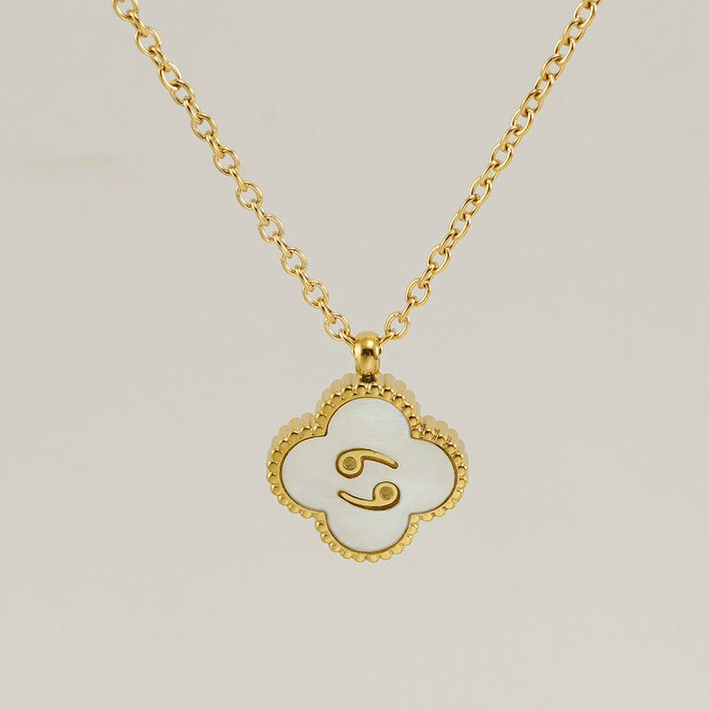 Titanium Steel Clover Shell Constellation Stainless Necklaces