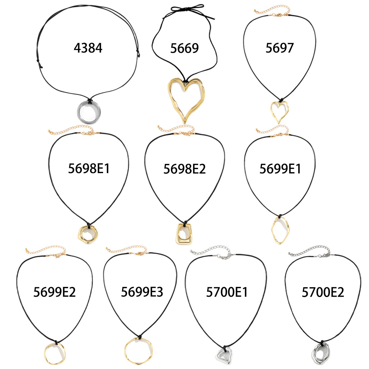 Ornament Simple Geometric Heart Shape Hollow Out Pendant Necklaces