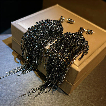 Exaggerated Personalized Full Diamond Waterfall Tassel Dangle Earrings