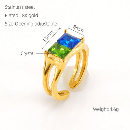 Women's Moonstone Personalized Hip Hop Irregular Geometric Rings
