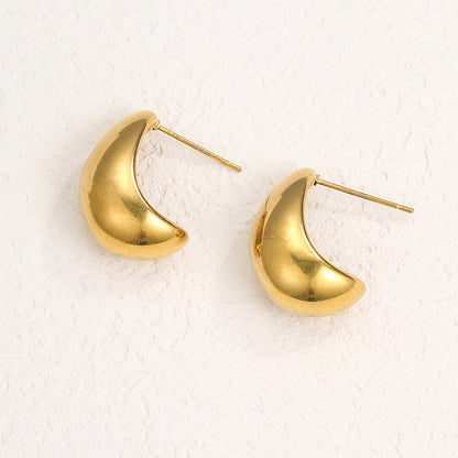 Steel Creative Geometric Letters Shaped Gold Earrings