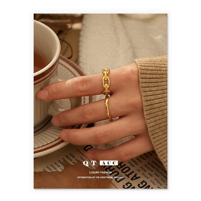 Plating Real Gold Retro Simple Lines Rings
