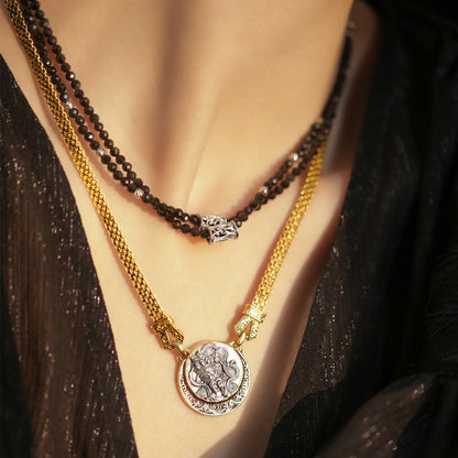 Retro Tibetan Mask Goddess Round Lace Necklaces