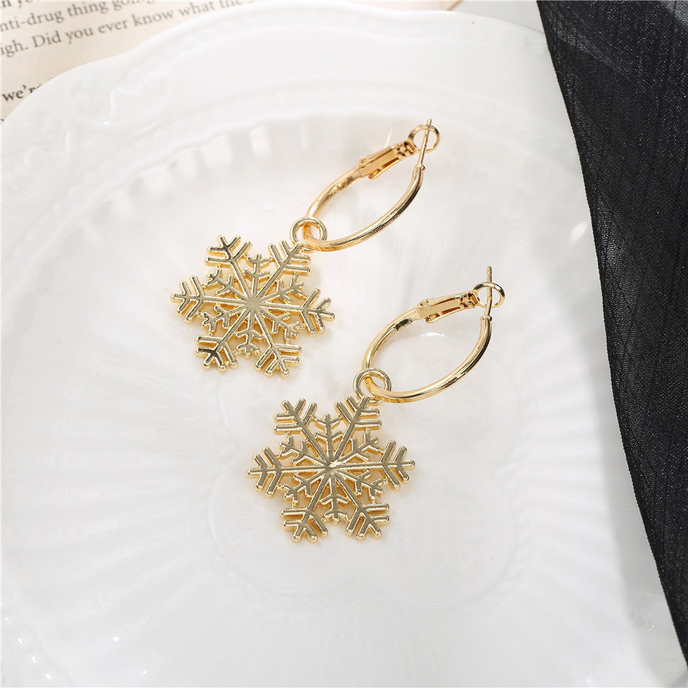 Women's Christmas Simple Hollow Snowflake Gift For Earrings