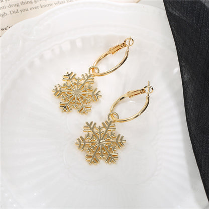 Women's Christmas Simple Hollow Snowflake Gift For Earrings
