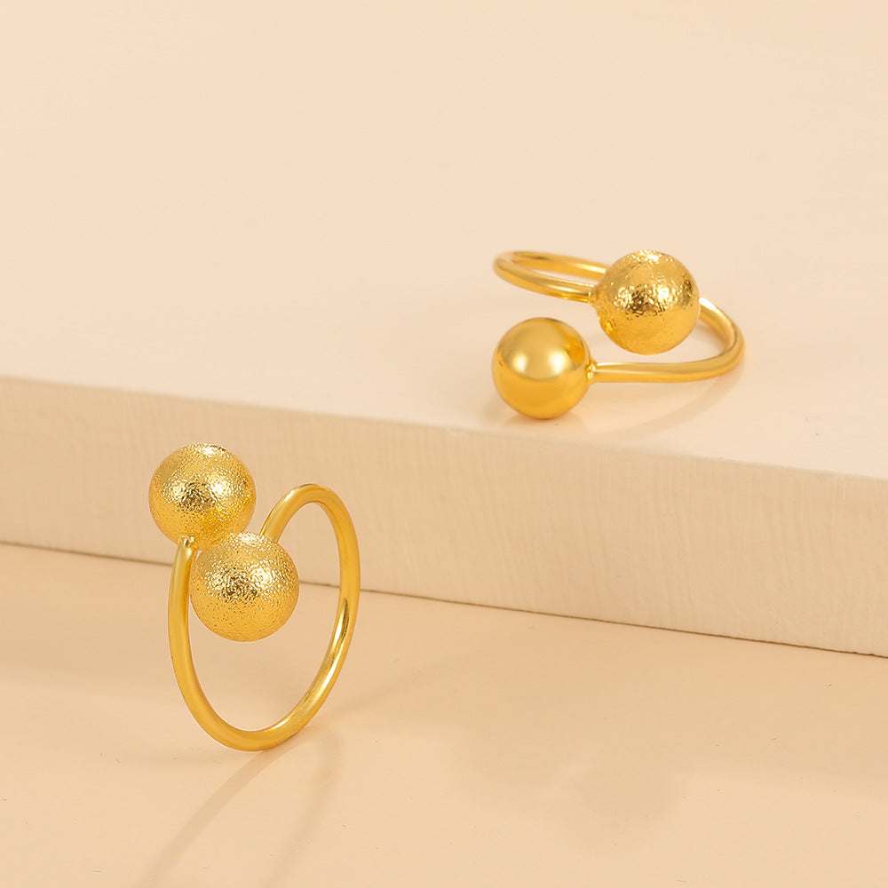 Women's Golden Bean Open Light Sand Stall Rings