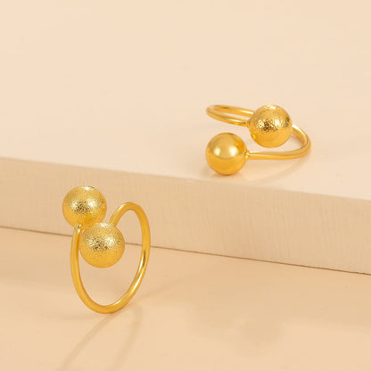 Women's Golden Bean Open Light Sand Stall Rings