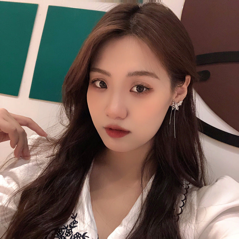 Sier Needle Sweet Cool Irregular Tassel Dignified Hollow Rings