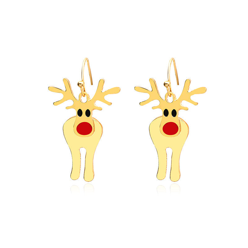 Cute Fashion Alloy Dripping Elk Snowflake Ear Earrings