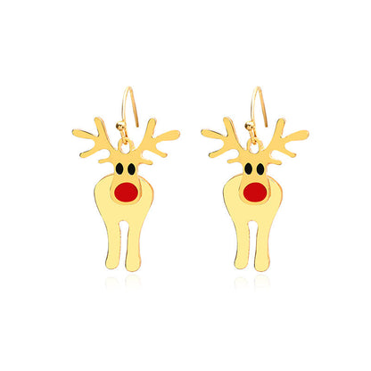 Cute Fashion Alloy Dripping Elk Snowflake Ear Earrings